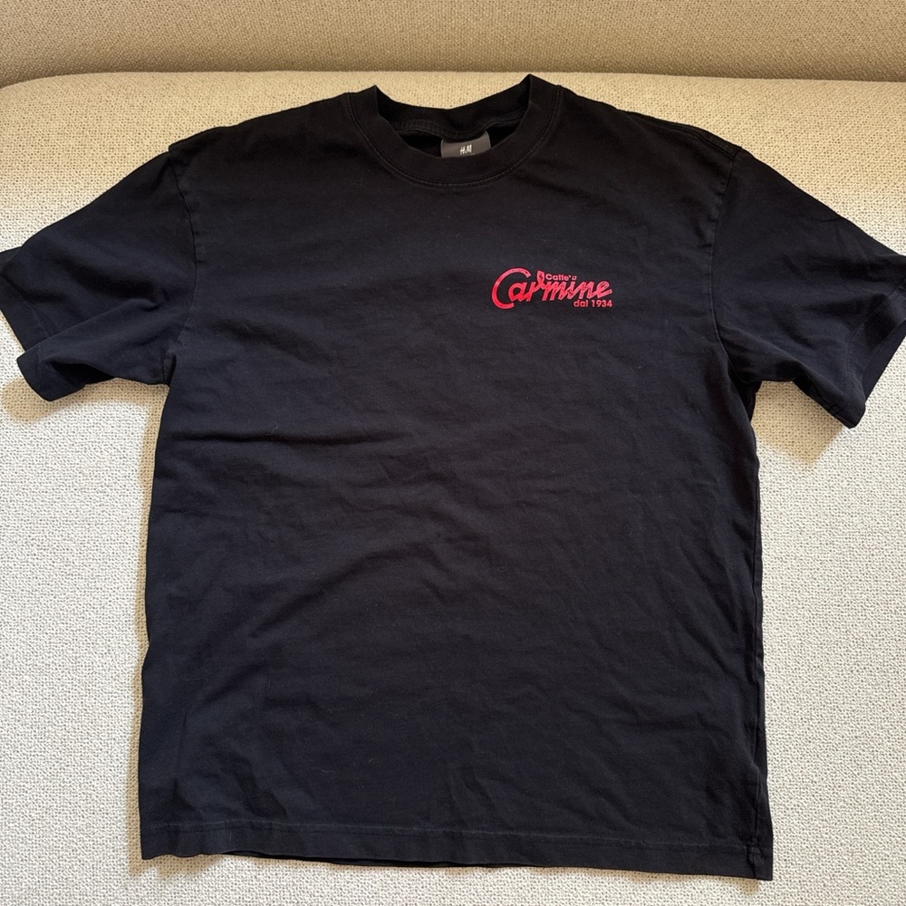 H&M Black Tee with Red Logo